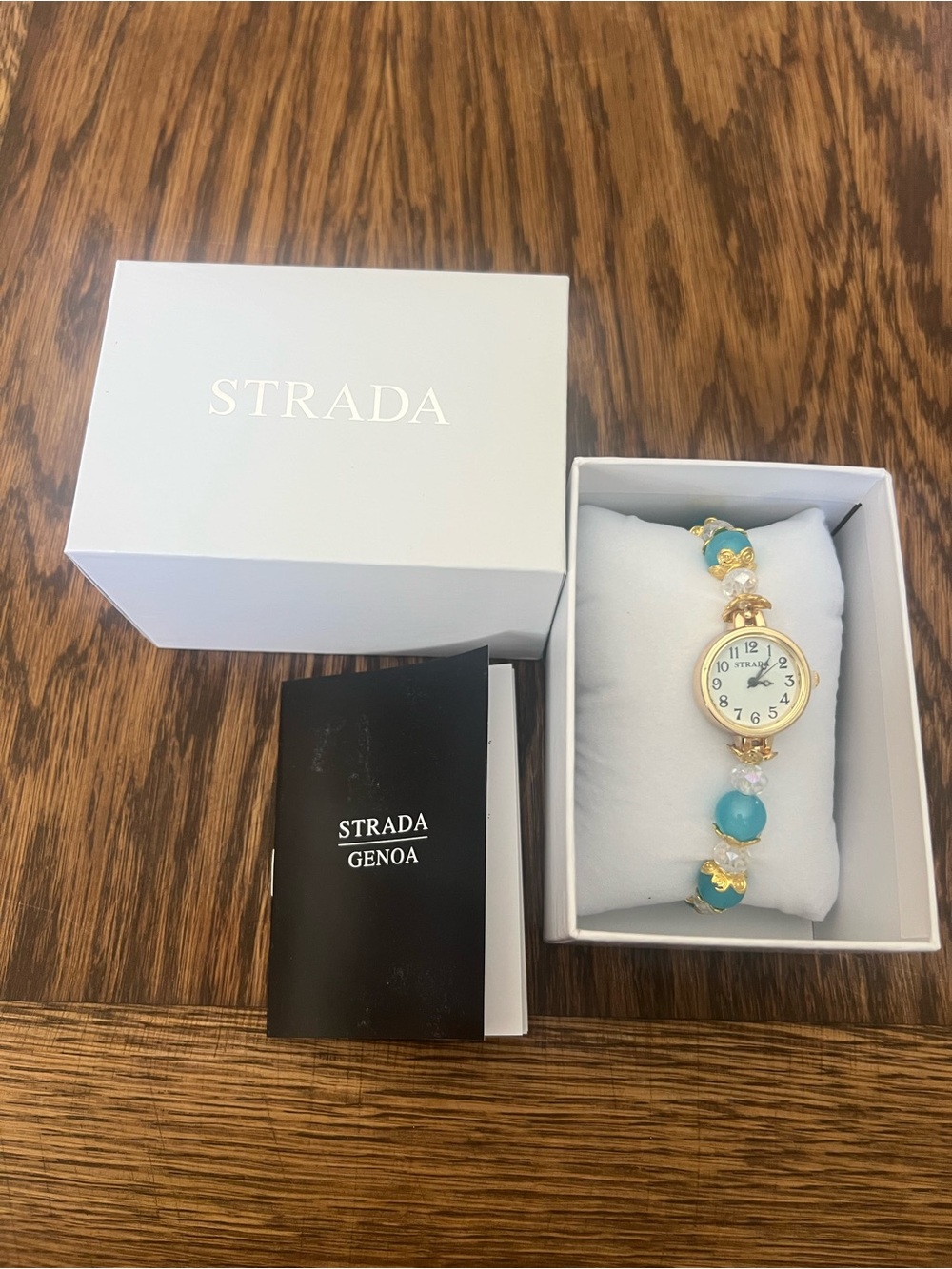 Strada Medical Alert Bracelet Watch – Blue Beaded Stretch Band – New